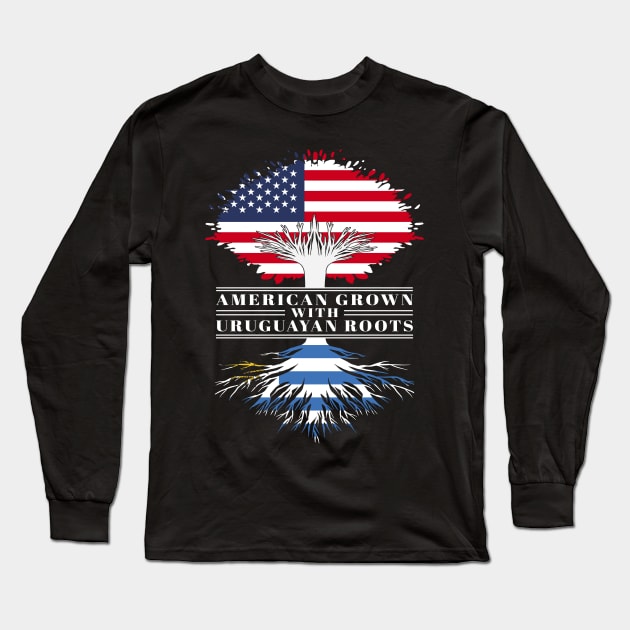 American Grown With Uruguayan Roots Us Uruguay Flag Tree Long Sleeve T-Shirt by BramCrye